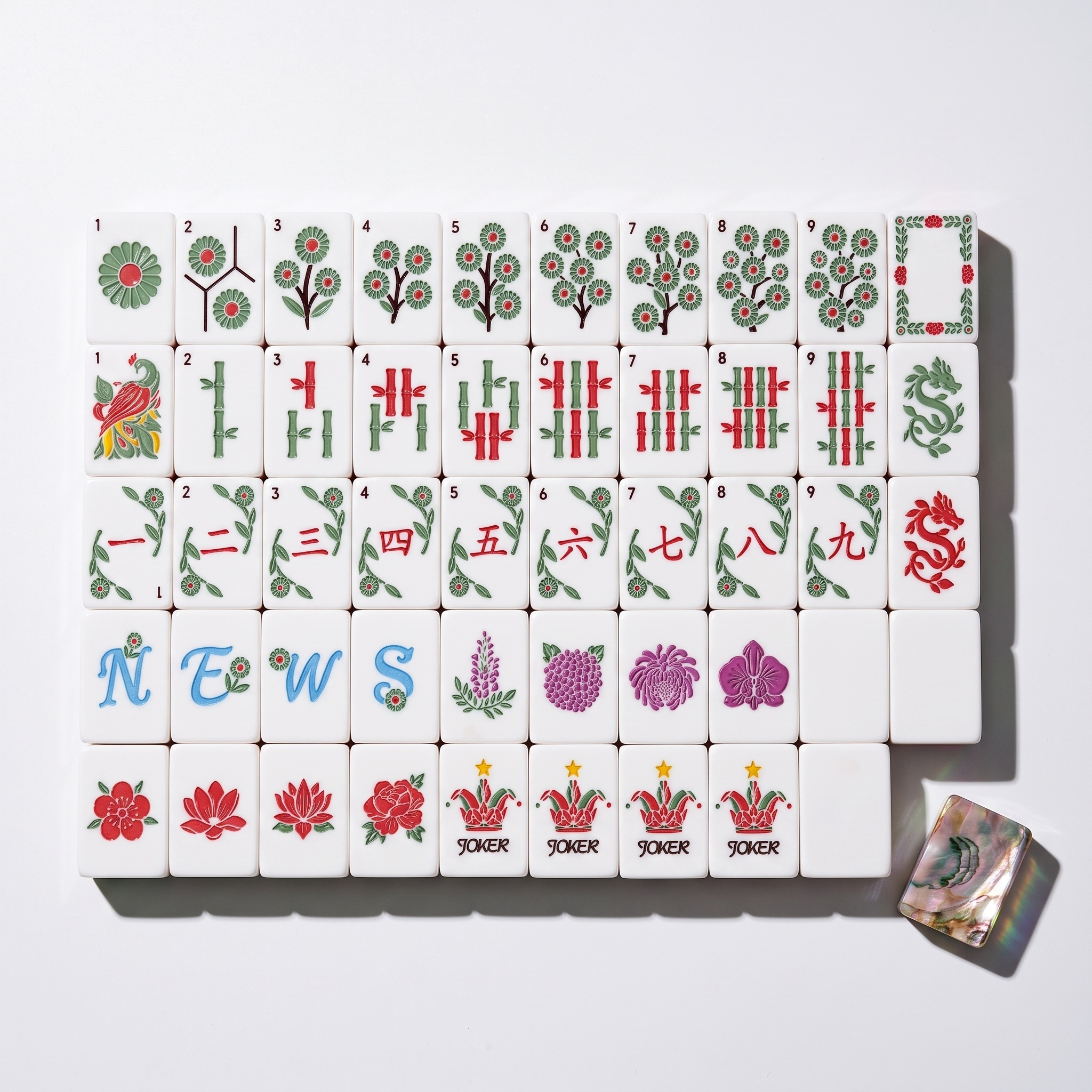 Chrysanthemum Pearl Mahjong Tiles 2