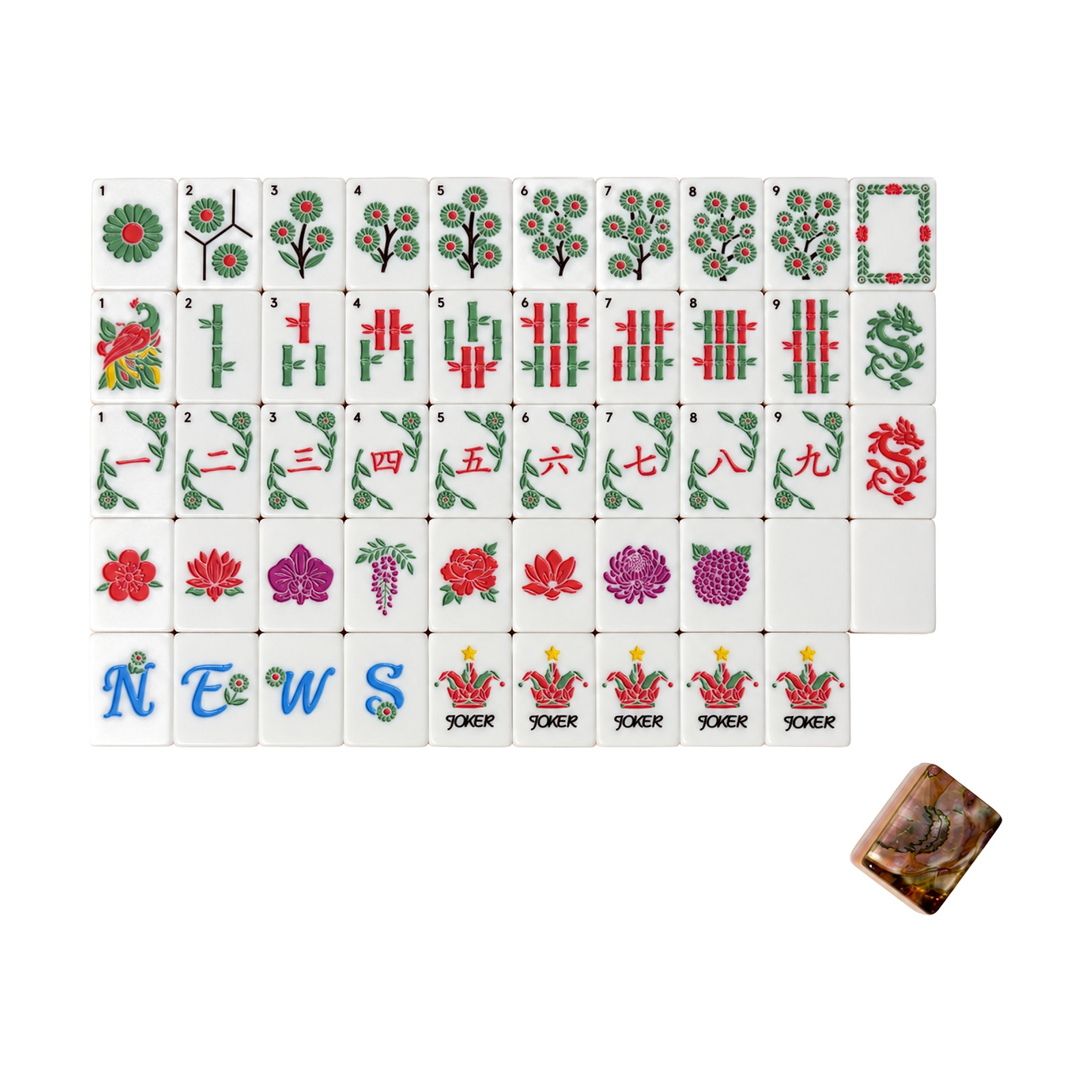 Chrysanthemum Pearl Mahjong Tiles