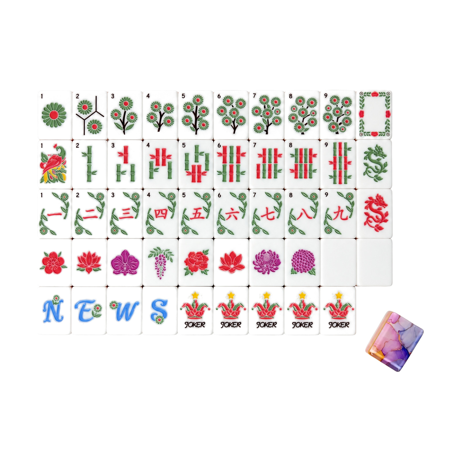 Orchid Tide Mahjong Tiles